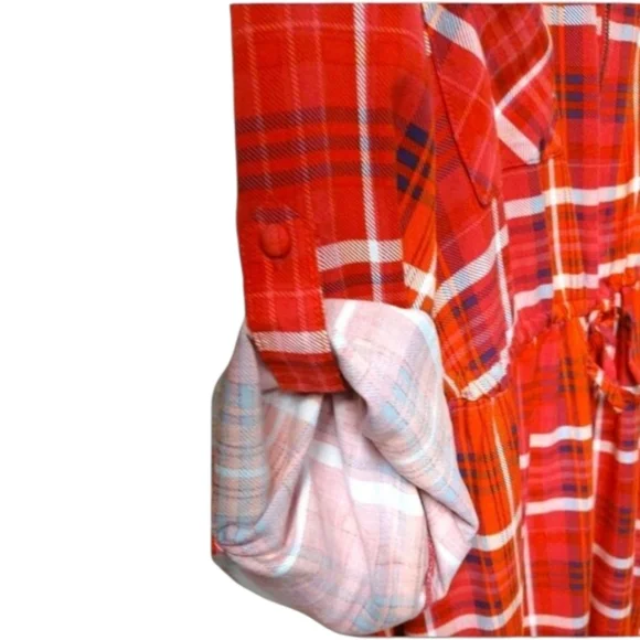 Torrid 3X Multicolor Plaid Zip Front Tie Waist Midi dress - Picture 4 of 13